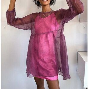 Free People Riverside Sheer Purple and Pink Dress